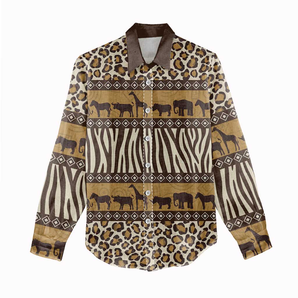 Leopards and Zebra Skins Women Casual Shirt Mix African Pattern LT15