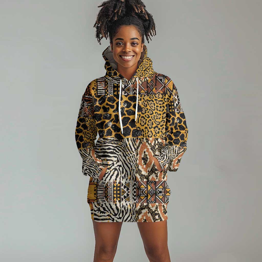 Wild Animal Skins Hoodie Dress African Tribal Pattern LT15