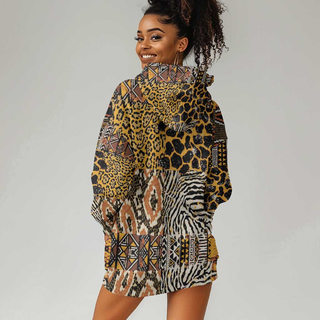 Wild Animal Skins Hoodie Dress African Tribal Pattern LT15