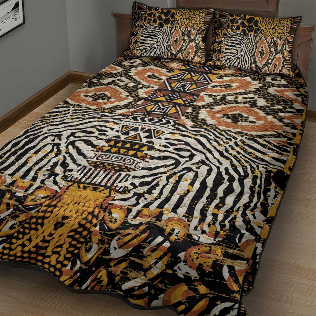 Wild Animal Skins Quilt Bed Set African Tribal Pattern LT15