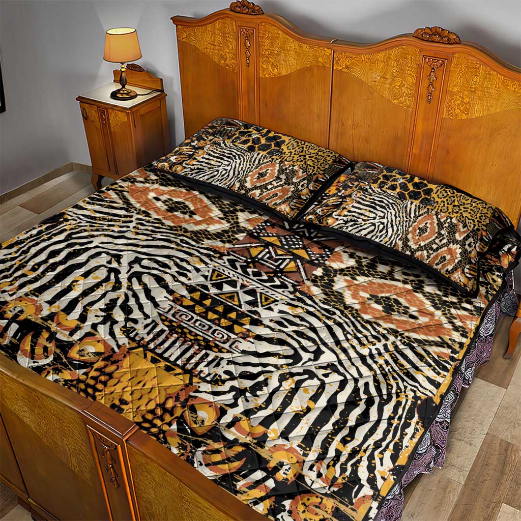 Wild Animal Skins Quilt Bed Set African Tribal Pattern LT15