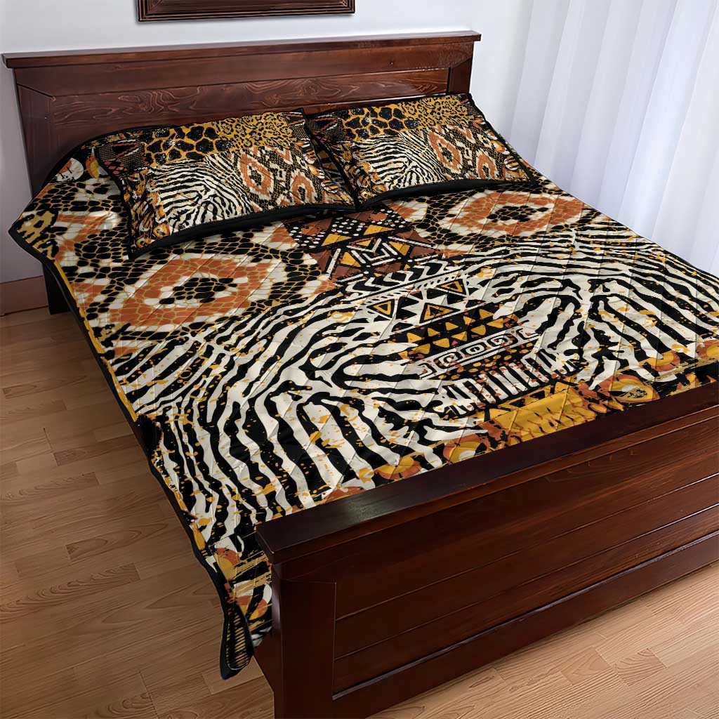 Wild Animal Skins Quilt Bed Set African Tribal Pattern LT15