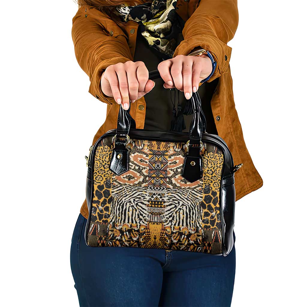 African Tribal Pattern With Wild Animal Skins Shoulder Handbag LT15