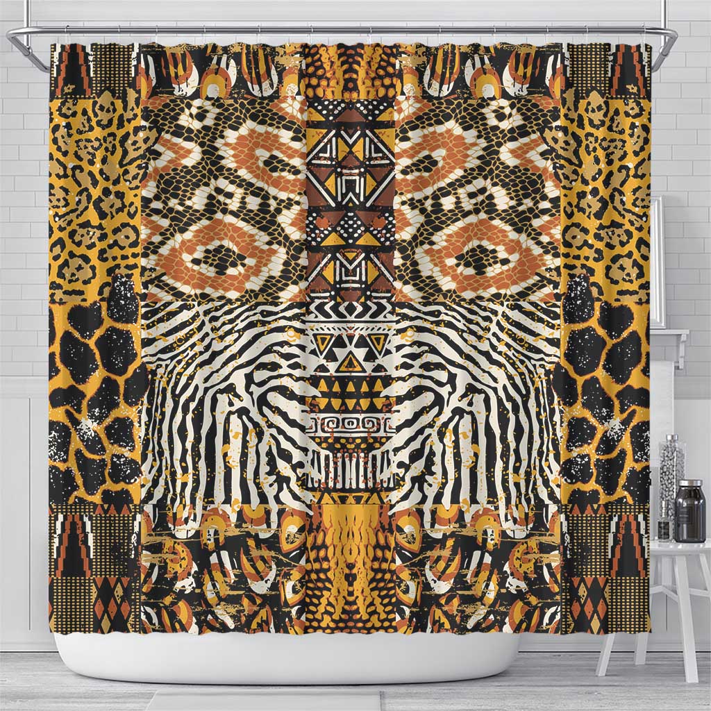 African Tribal Pattern With Wild Animal Skins Shower Curtain LT15