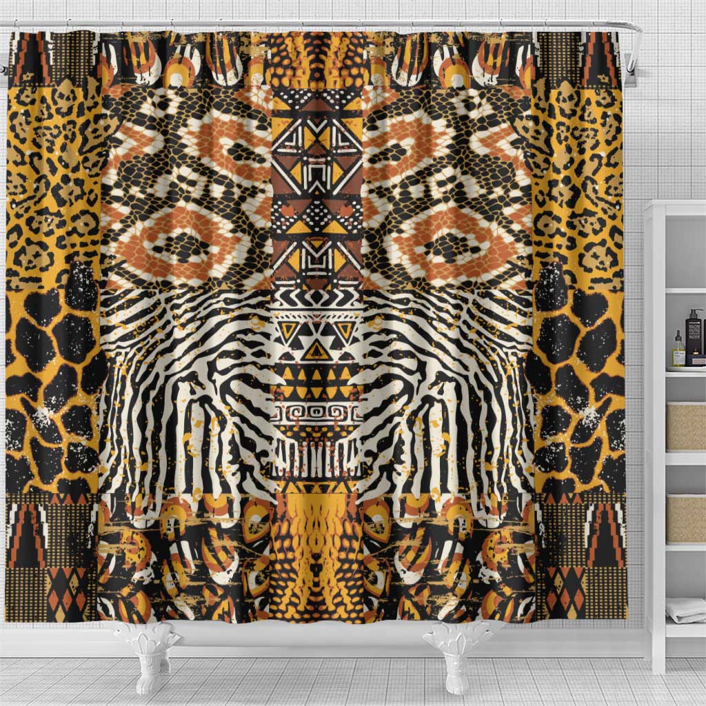 African Tribal Pattern With Wild Animal Skins Shower Curtain LT15