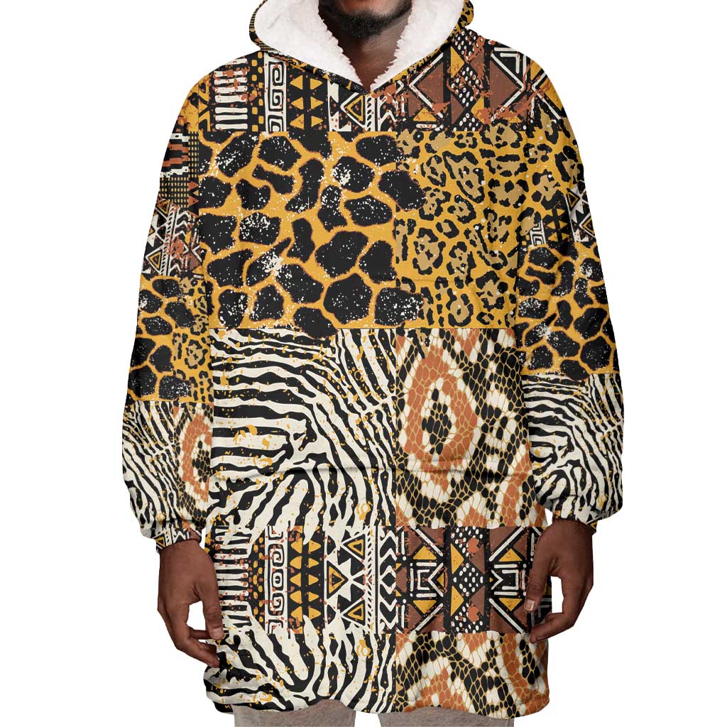 Wild Animal Skins Wearable Blanket Hoodie African Tribal Pattern LT15