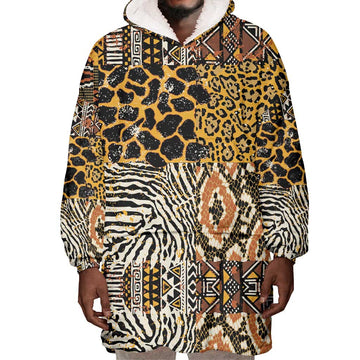 Wild Animal Skins Wearable Blanket Hoodie African Tribal Pattern LT15