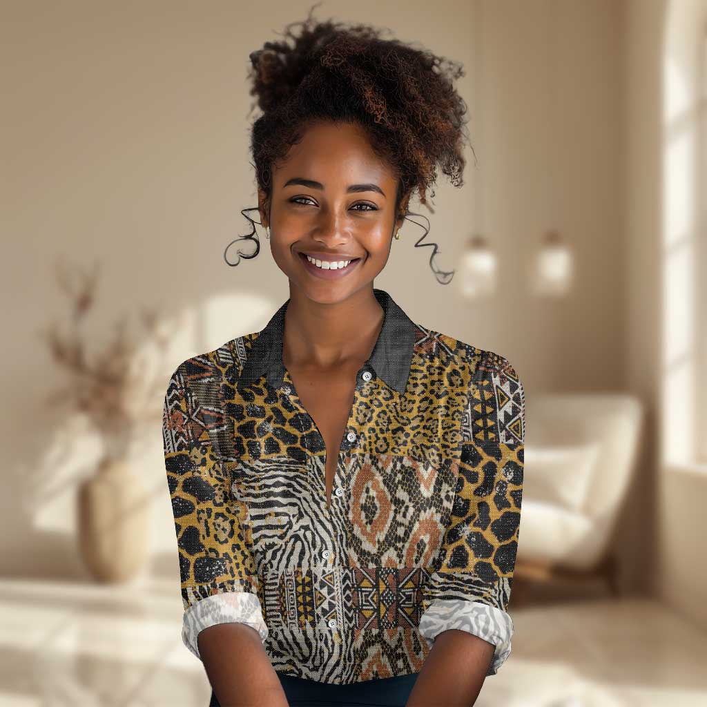 Wild Animal Skins Women Casual Shirt African Tribal Pattern LT15