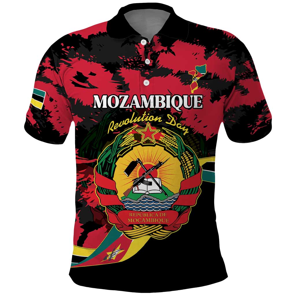 Personalized Mozambique Revolution Day Polo Shirt Coat Of Arms FRELIMO LT15