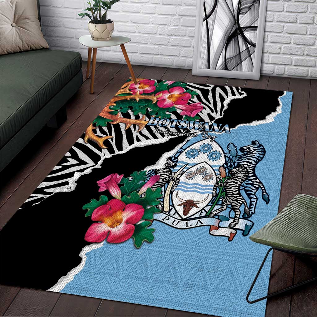 Botswana Independence Day Area Rug Kalahari Devils Claw Zebra With Arican Pattern LT15