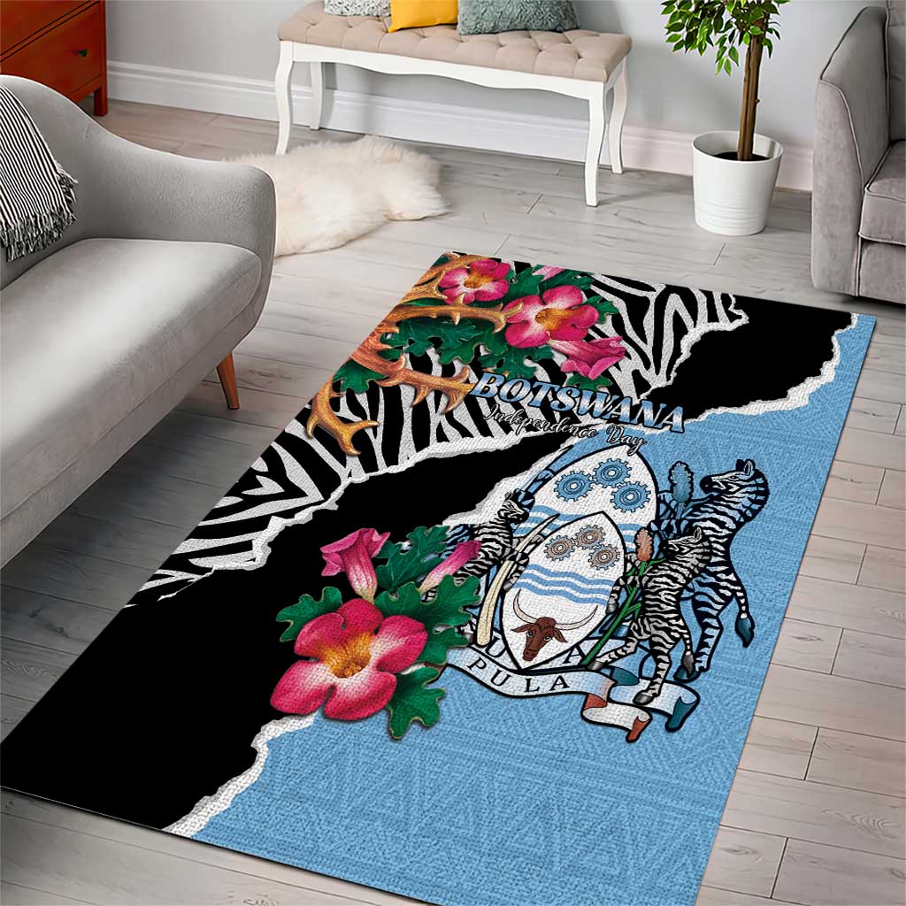 Botswana Independence Day Area Rug Kalahari Devils Claw Zebra With Arican Pattern LT15