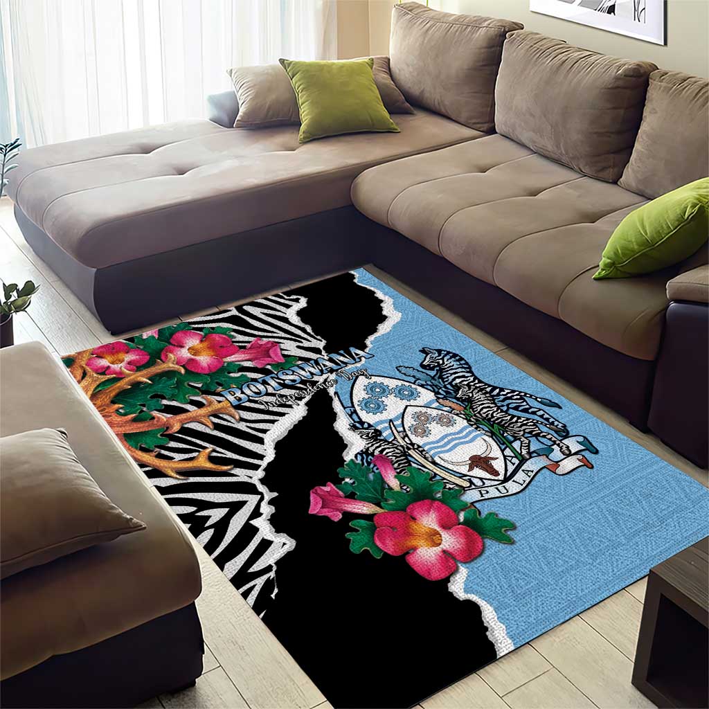 Botswana Independence Day Area Rug Kalahari Devils Claw Zebra With Arican Pattern LT15