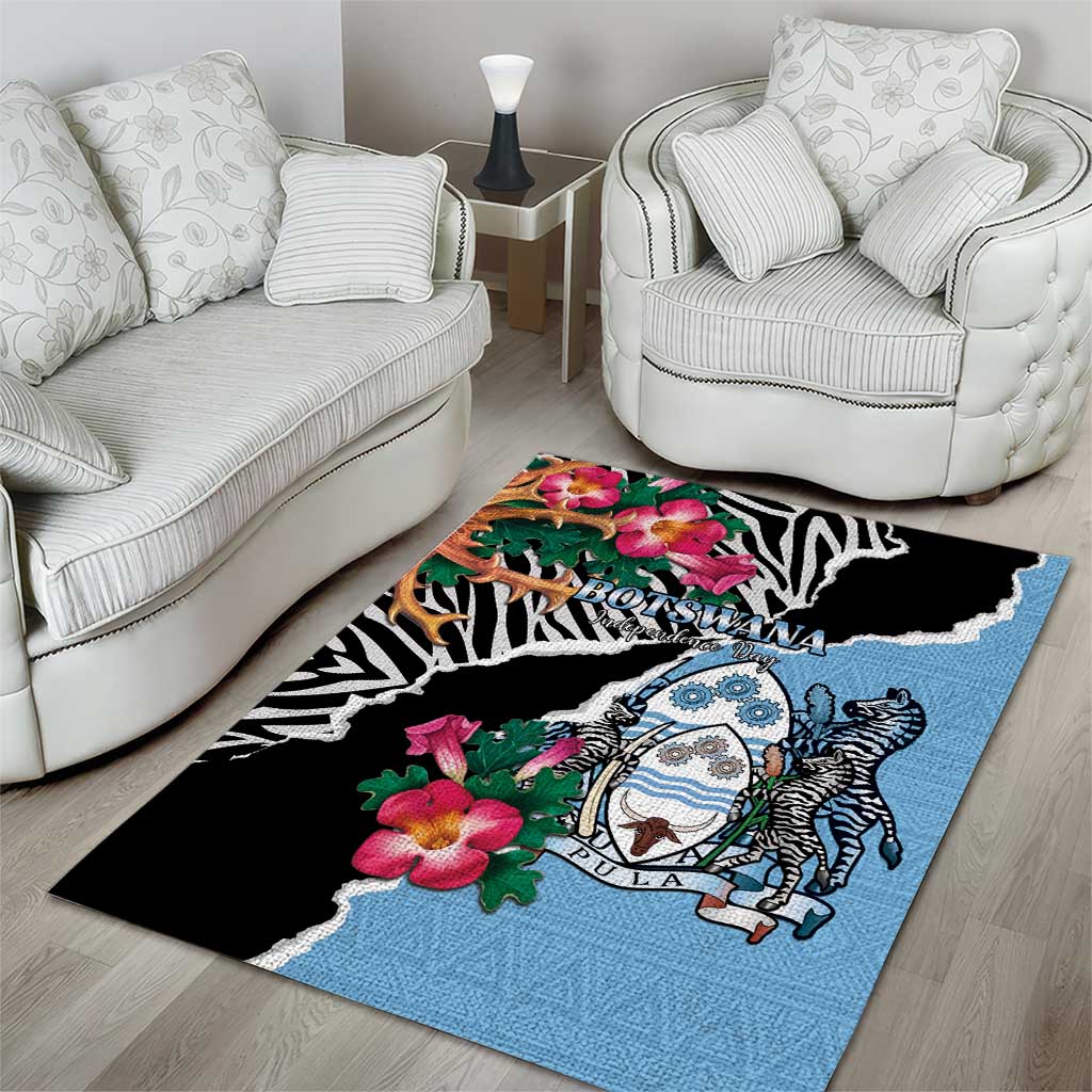 Botswana Independence Day Area Rug Kalahari Devils Claw Zebra With Arican Pattern LT15