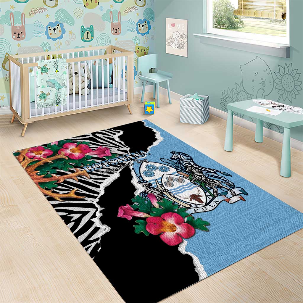 Botswana Independence Day Area Rug Kalahari Devils Claw Zebra With Arican Pattern LT15