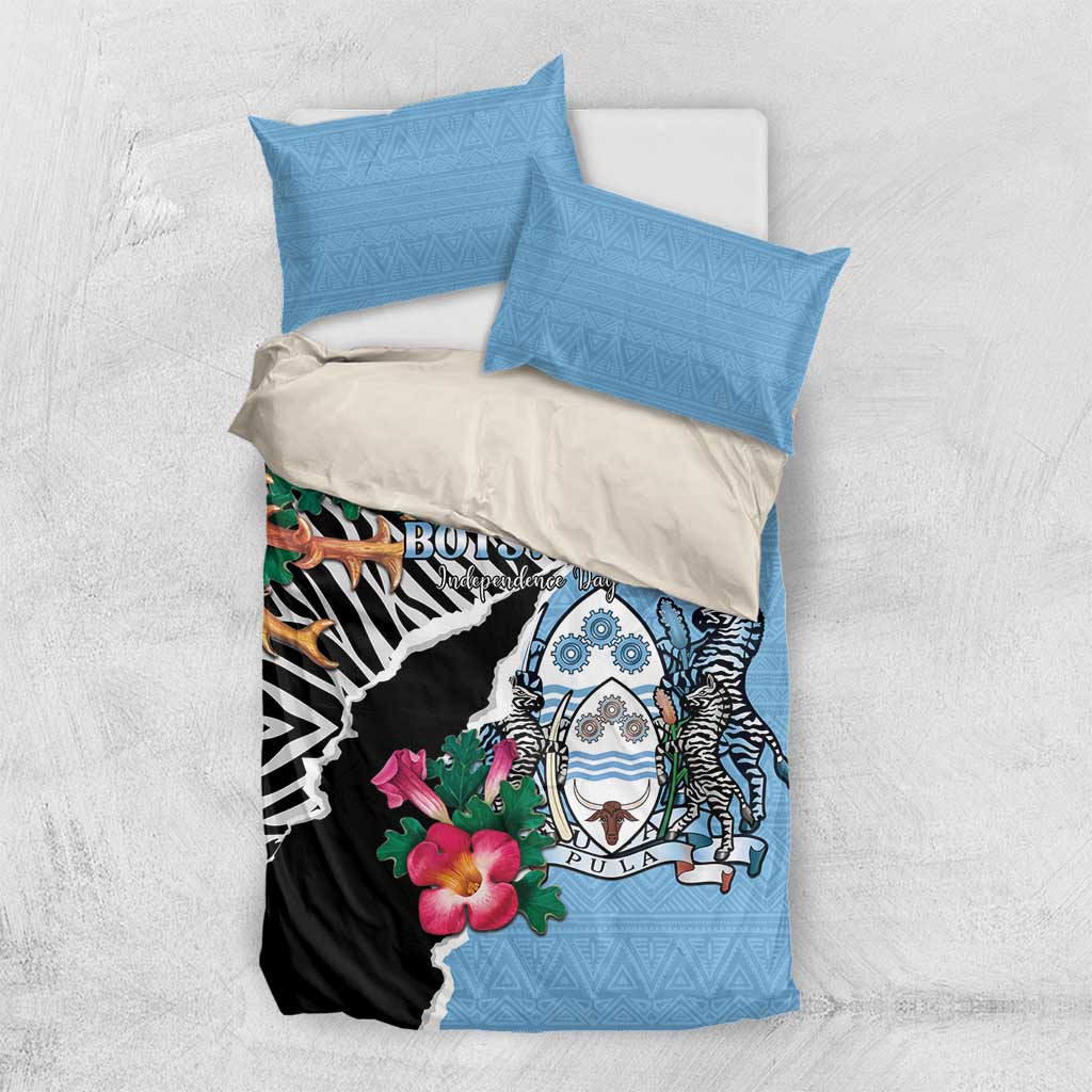 Botswana Independence Day Bedding Set Kalahari Devils Claw Zebra With Arican Pattern LT15