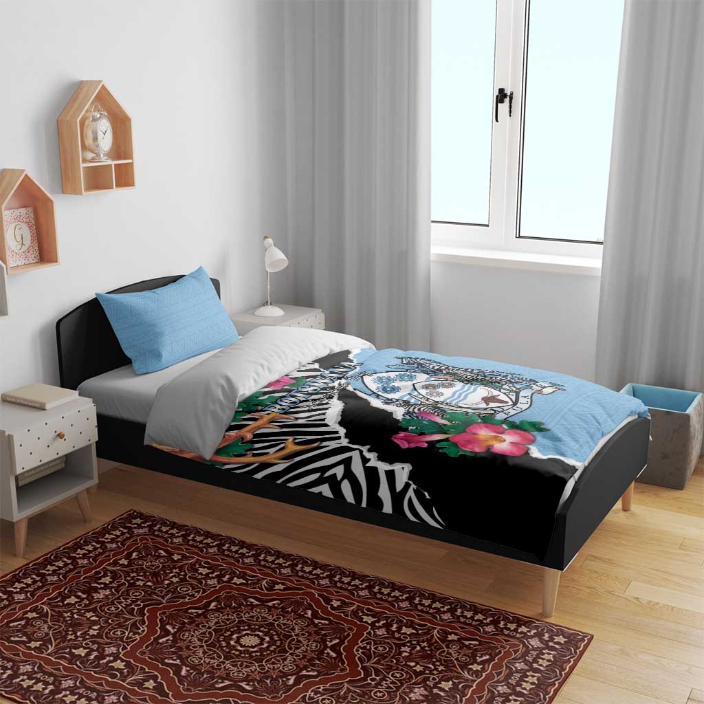 Botswana Independence Day Bedding Set Kalahari Devils Claw Zebra With Arican Pattern LT15