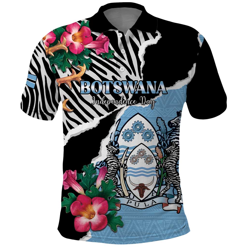 Personalized Botswana Independence Day Polo Shirt Coat Of Arms Devils Claw LT15