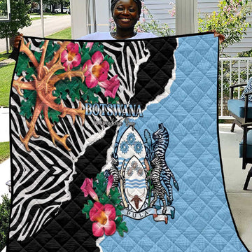 Botswana Independence Day Quilt Kalahari Devils Claw Zebra With Arican Pattern LT15