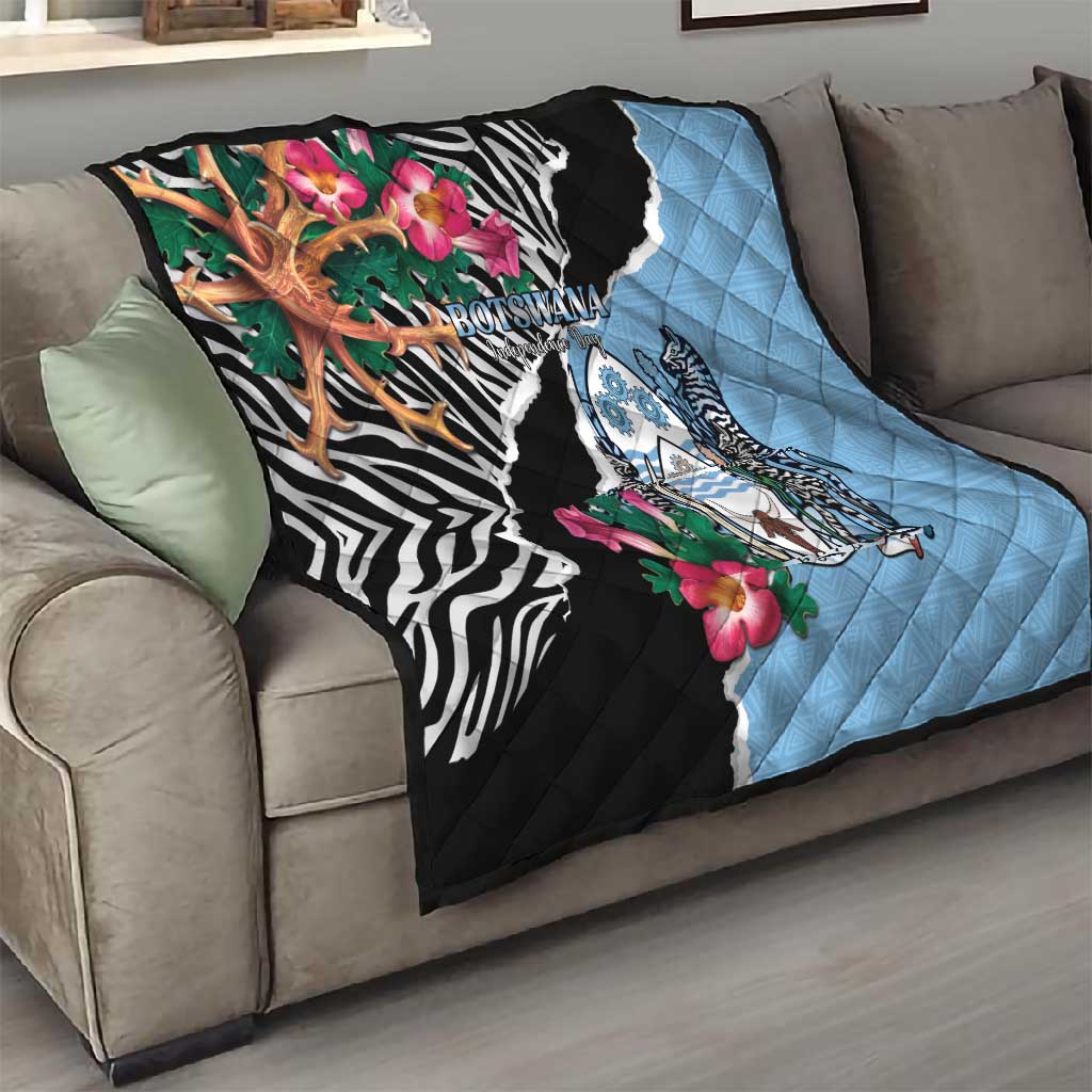 Botswana Independence Day Quilt Kalahari Devils Claw Zebra With Arican Pattern LT15