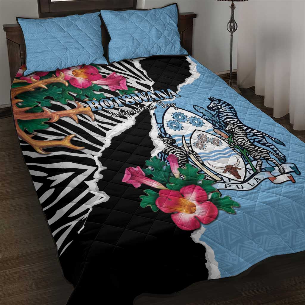 Botswana Independence Day Quilt Bed Set Kalahari Devils Claw Zebra With Arican Pattern LT15