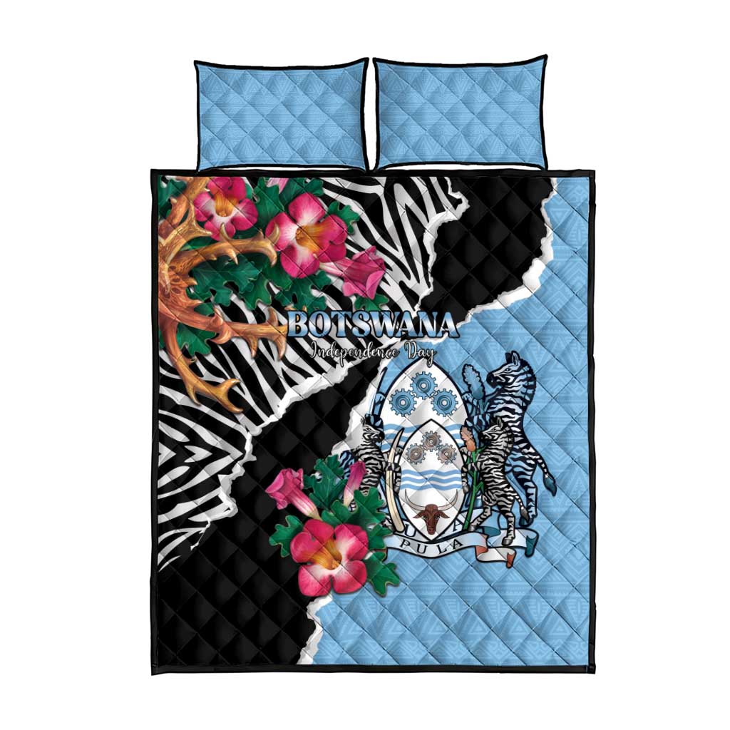 Botswana Independence Day Quilt Bed Set Kalahari Devils Claw Zebra With Arican Pattern LT15