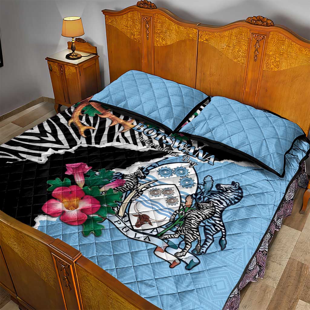 Botswana Independence Day Quilt Bed Set Kalahari Devils Claw Zebra With Arican Pattern LT15