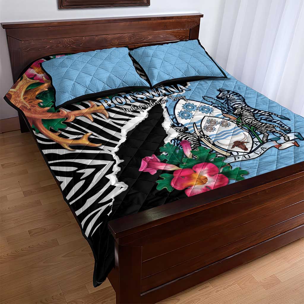 Botswana Independence Day Quilt Bed Set Kalahari Devils Claw Zebra With Arican Pattern LT15