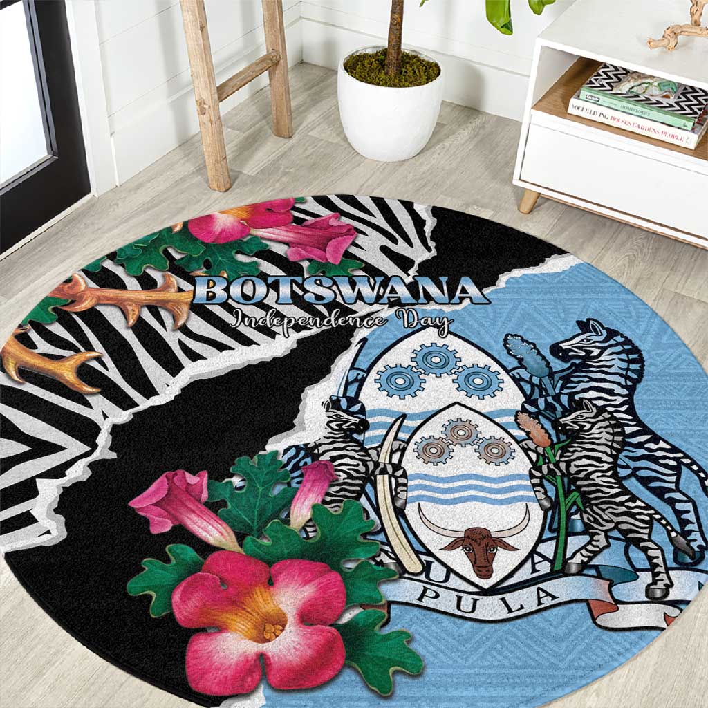 Botswana Independence Day Round Carpet Kalahari Devils Claw Zebra With Arican Pattern LT15