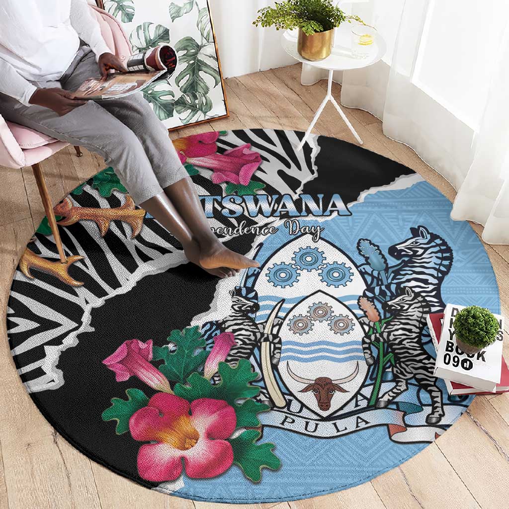 Botswana Independence Day Round Carpet Kalahari Devils Claw Zebra With Arican Pattern LT15