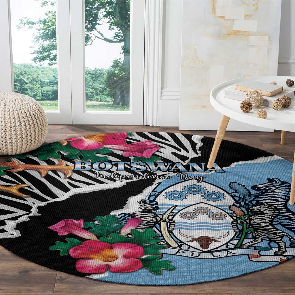 Botswana Independence Day Round Carpet Kalahari Devils Claw Zebra With Arican Pattern LT15