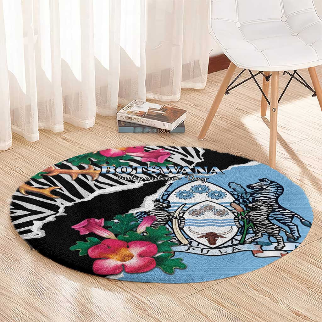 Botswana Independence Day Round Carpet Kalahari Devils Claw Zebra With Arican Pattern LT15