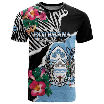 Personalized Botswana Independence Day T shirt Kalahari Devils Claw Zebra With Arican Pattern LT15