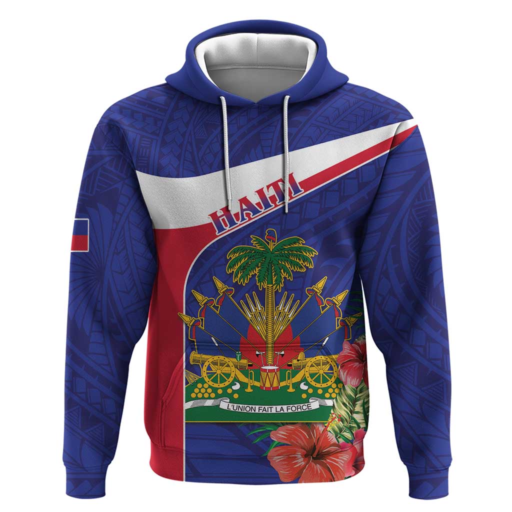 Haiti Hoodie Neg Marron Ayiti Map - Hibiscus Polynesian LT15