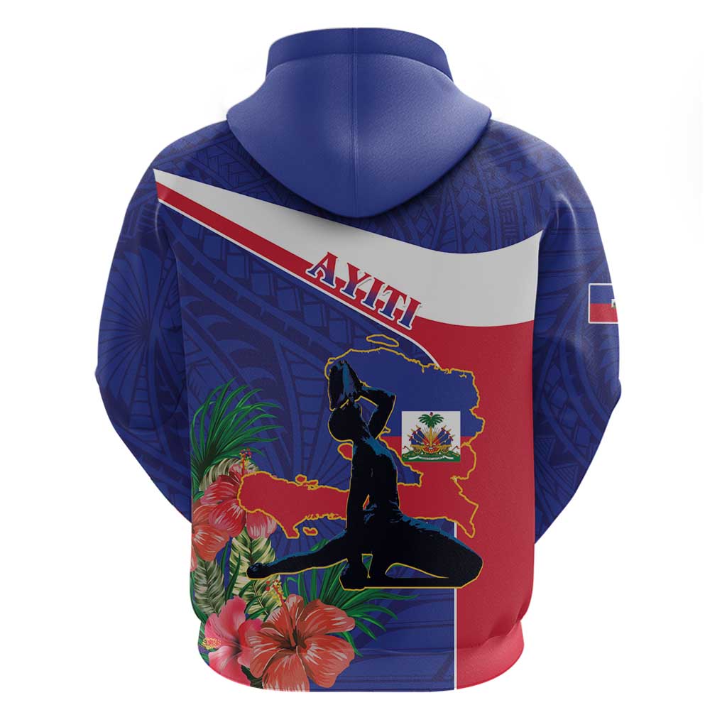 Haiti Hoodie Neg Marron Ayiti Map - Hibiscus Polynesian LT15