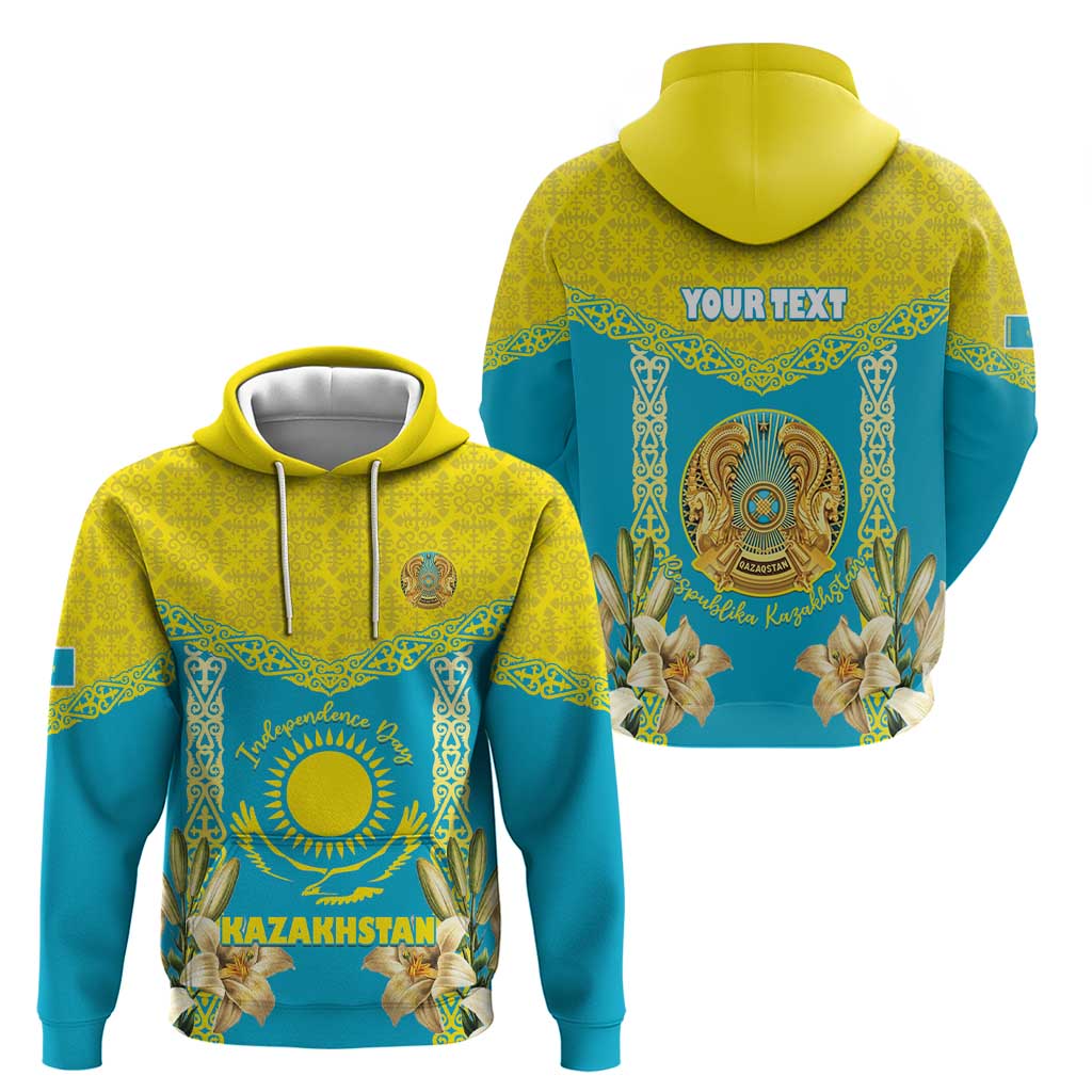 Personalised Kazakhstan Independence Day Hoodie Lilium Peregrinum - Kazakh Pattern LT15