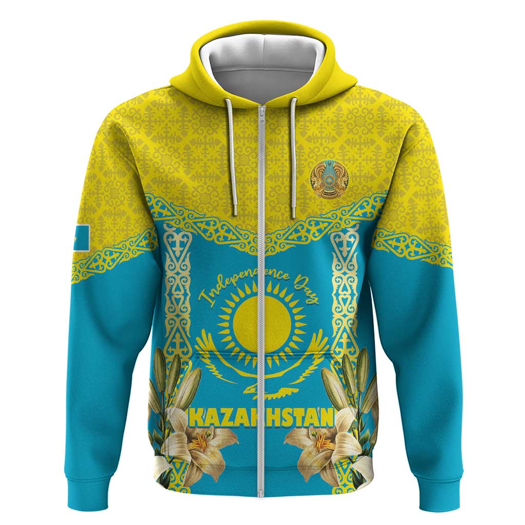 Personalised Kazakhstan Independence Day Hoodie Lilium Peregrinum - Kazakh Pattern LT15