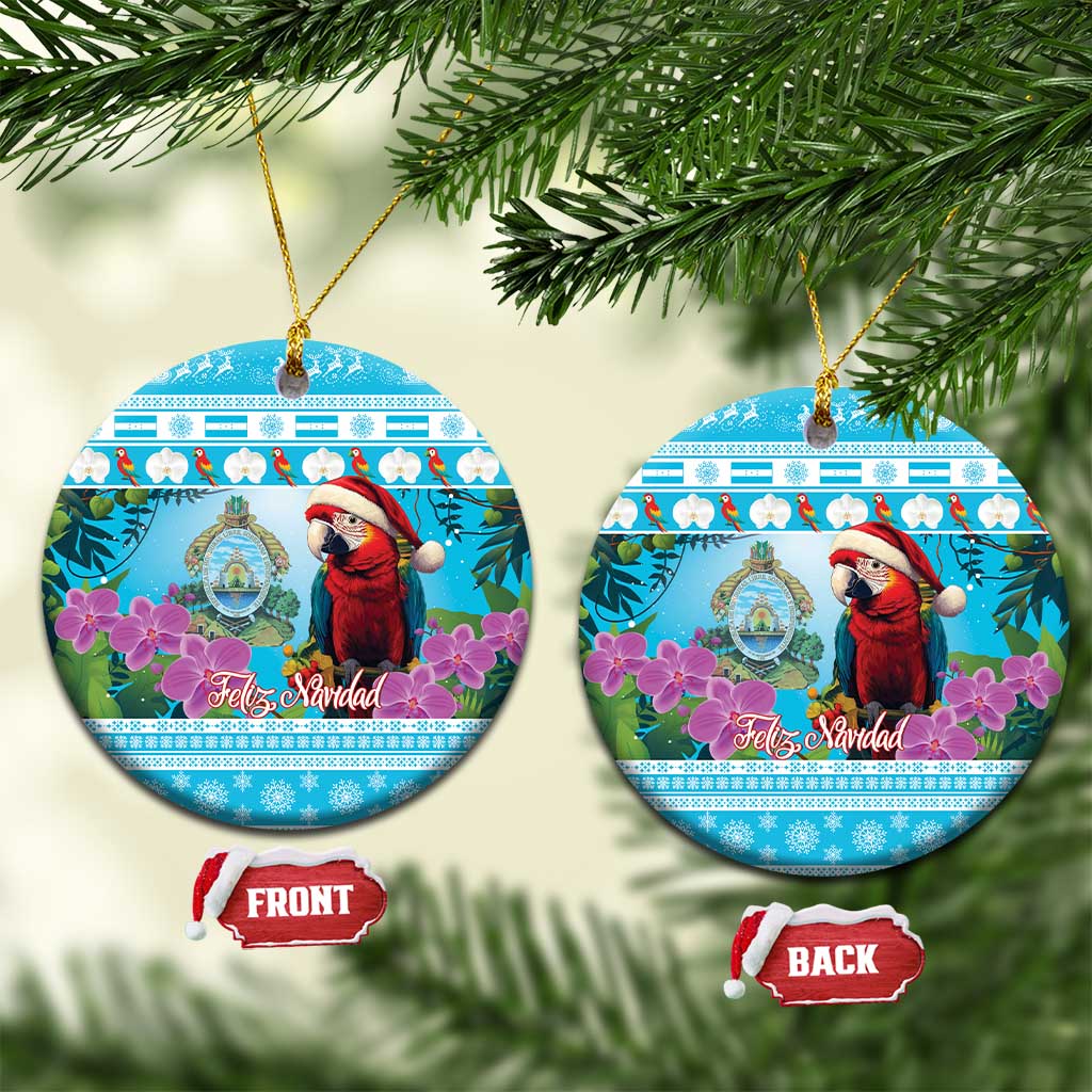 Honduras Christmas Ceramic Ornament Scarlet Macaw With Feliz Navidad LT15