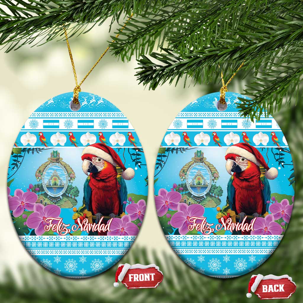 Honduras Christmas Ceramic Ornament Scarlet Macaw With Feliz Navidad LT15