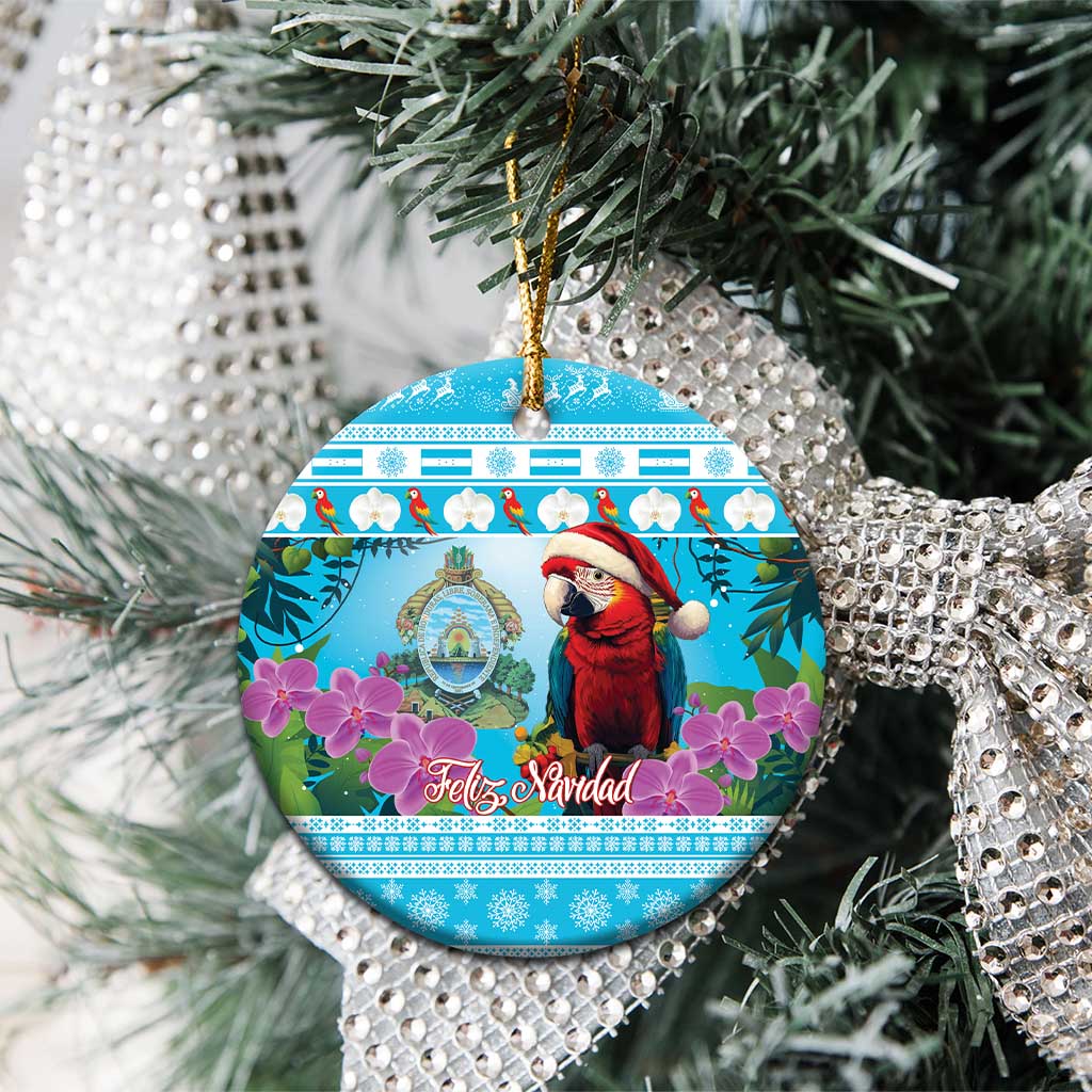 Honduras Christmas Ceramic Ornament Scarlet Macaw With Feliz Navidad LT15