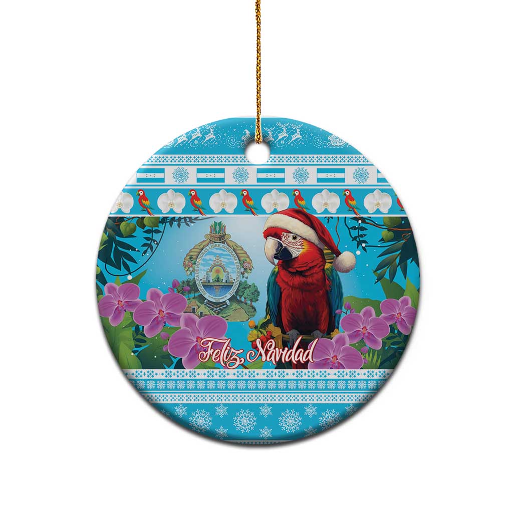 Honduras Christmas Ceramic Ornament Scarlet Macaw With Feliz Navidad LT15