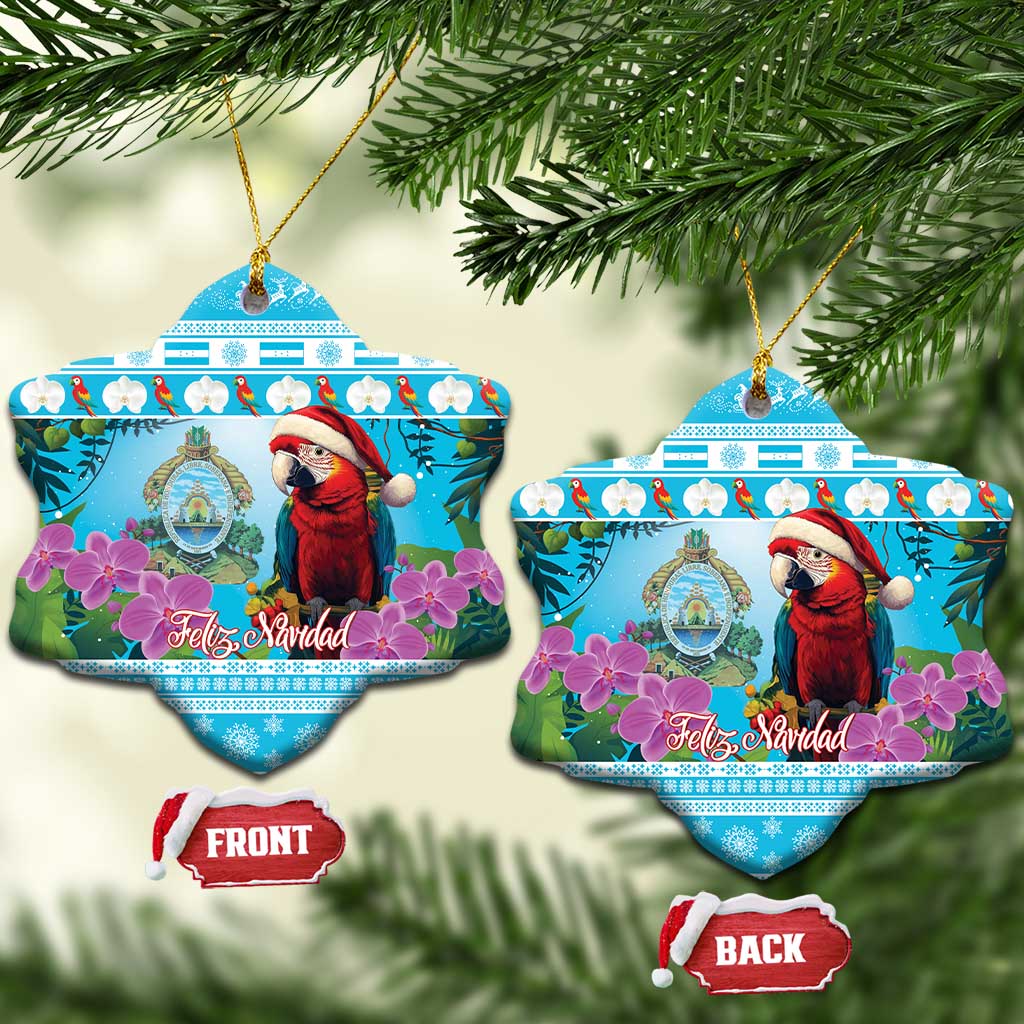 Honduras Christmas Ceramic Ornament Scarlet Macaw With Feliz Navidad LT15
