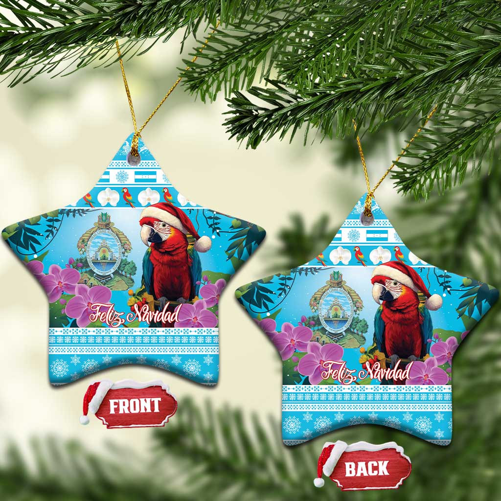 Honduras Christmas Ceramic Ornament Scarlet Macaw With Feliz Navidad LT15