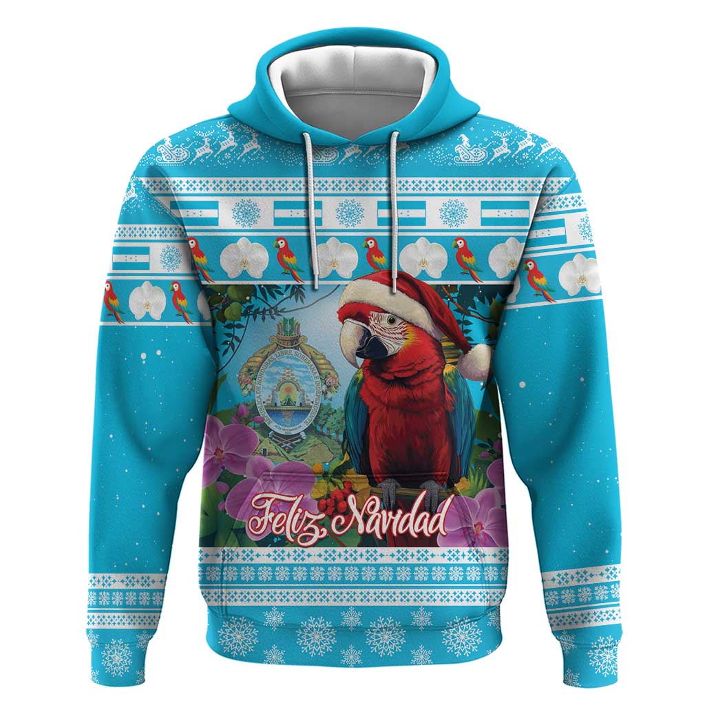 Honduras Christmas Hoodie Scarlet Macaw With Feliz Navidad LT15