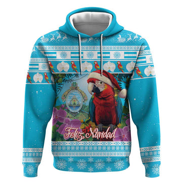 Honduras Christmas Hoodie Scarlet Macaw With Feliz Navidad LT15