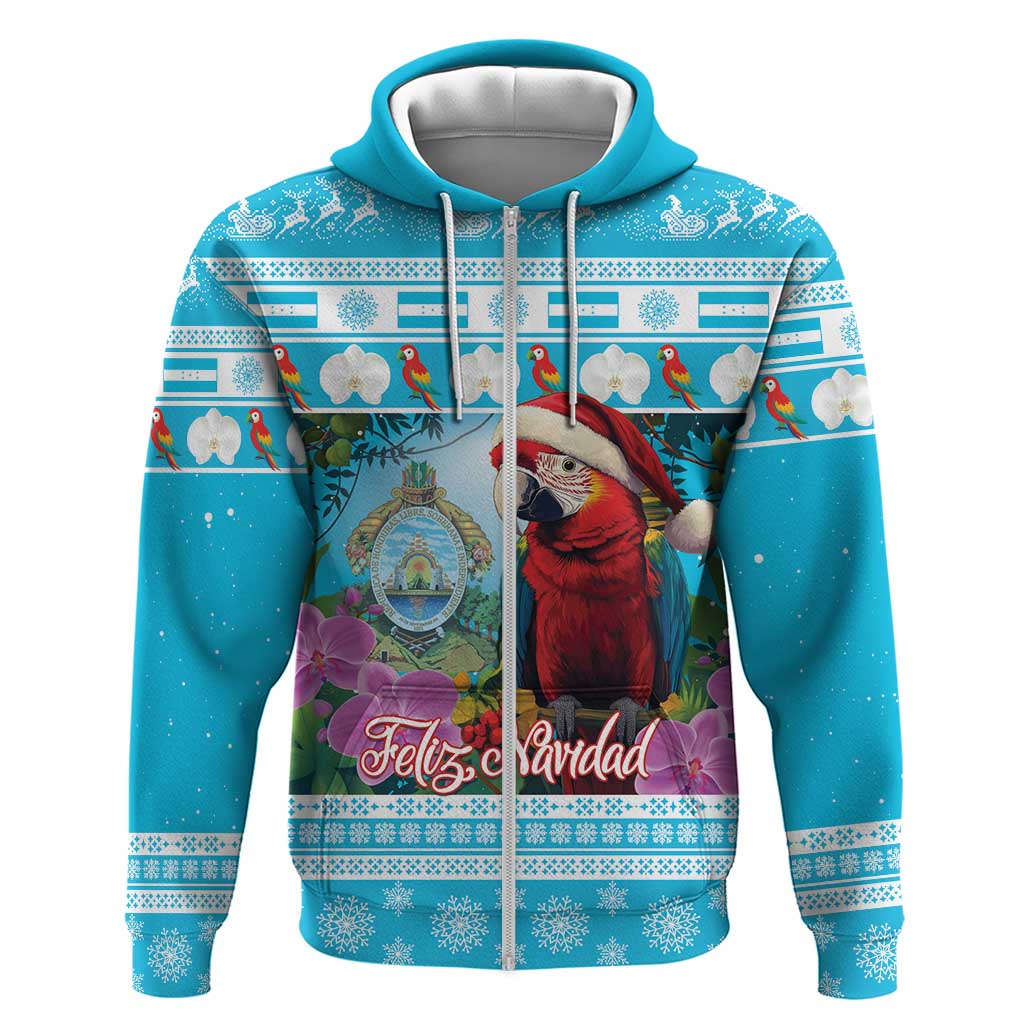 Honduras Christmas Hoodie Scarlet Macaw With Feliz Navidad LT15