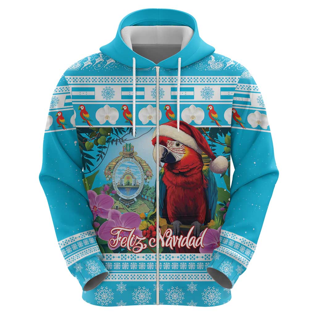 Honduras Christmas Hoodie Scarlet Macaw With Feliz Navidad LT15