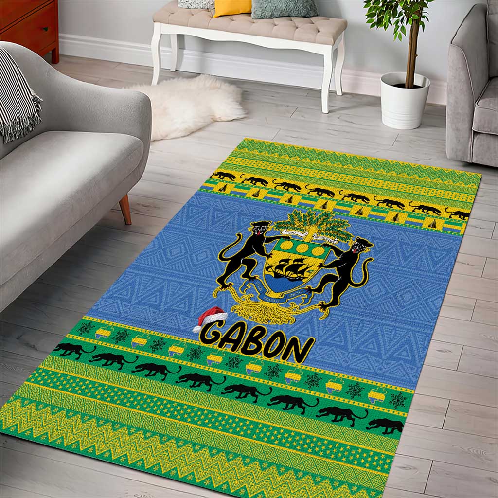 Afro Gabon Christmas Area Rug Coat Of Arms Mix African Pattern LT15