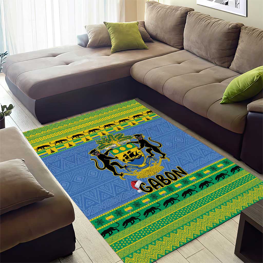 Afro Gabon Christmas Area Rug Coat Of Arms Mix African Pattern LT15