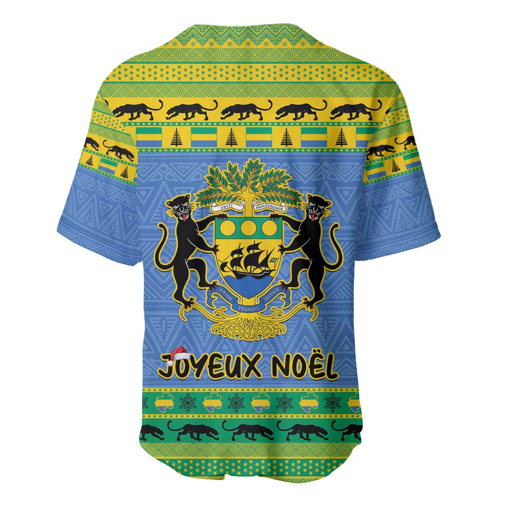 Afro Gabon Christmas Baseball Jersey Coat Of Arms Mix African Pattern LT15
