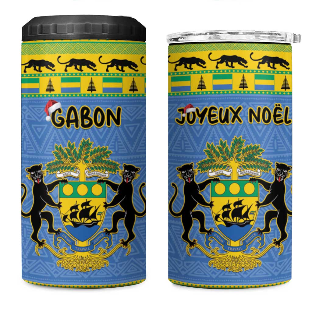 Afro Gabon Christmas 4 in 1 Can Cooler Tumbler Coat Of Arms Mix African Pattern LT15